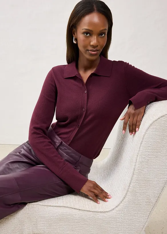 Cardigan in filato fine di misto lana morbido, bonprix