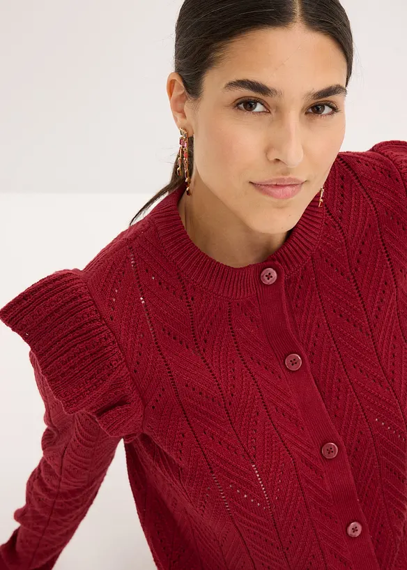 Cardigan traforato di cotone, bonprix