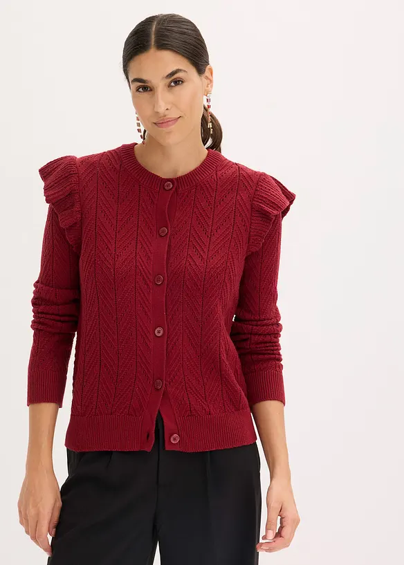 Cardigan traforato di cotone, bonprix