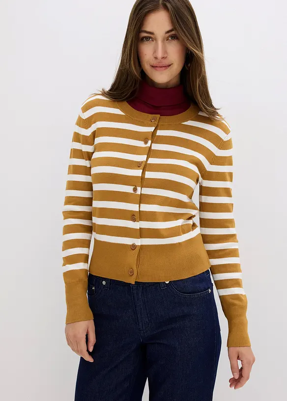 Cardigan in maglia fine a righe, bonprix