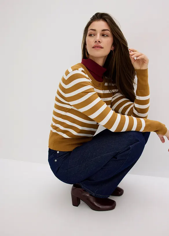 Cardigan in maglia fine a righe, bonprix