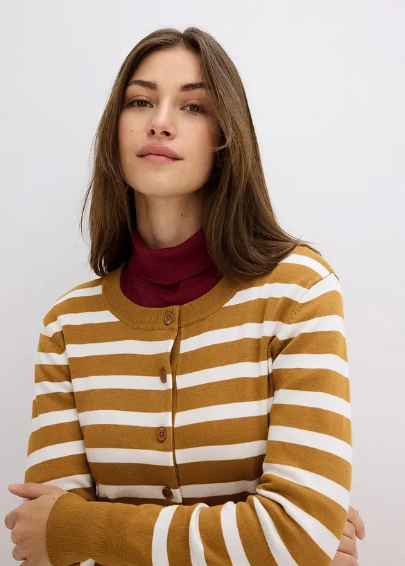 Cardigan in maglia fine a righe, bonprix
