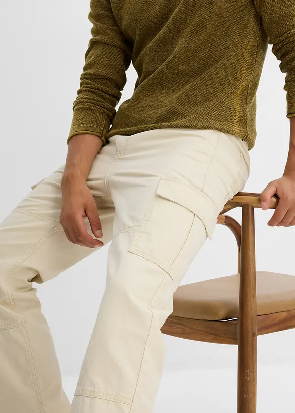 Pantaloni cargo straight in canvas di cotone, relaxed fit, bonprix