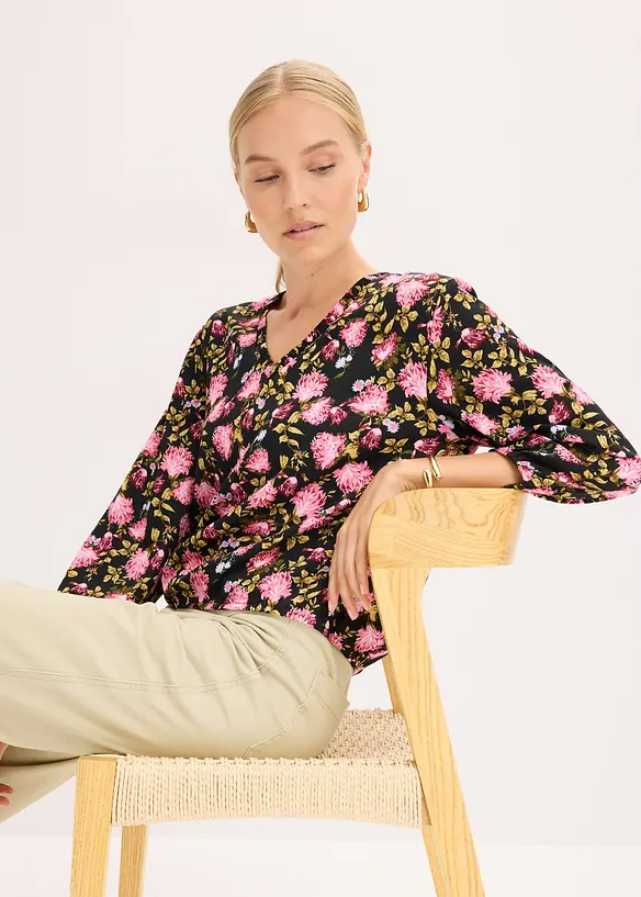 Blusa in chiffon con arricciatura al fondo, bonprix