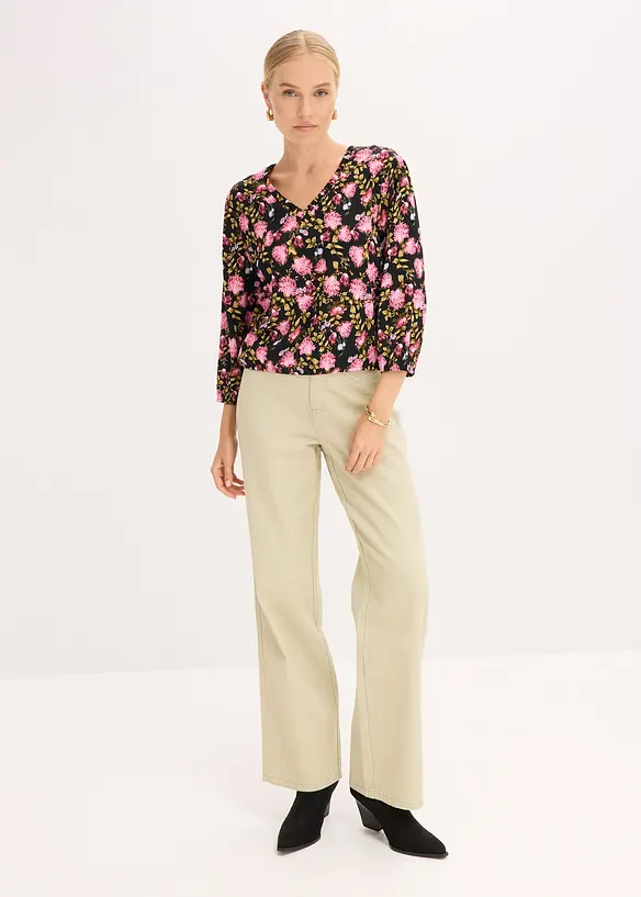 Blusa in chiffon con arricciatura al fondo, bonprix