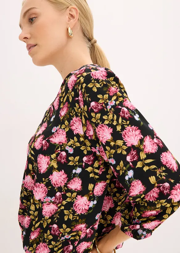Blusa in chiffon con arricciatura al fondo, bonprix