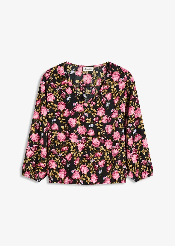 Blusa in chiffon con arricciatura al fondo, bonprix