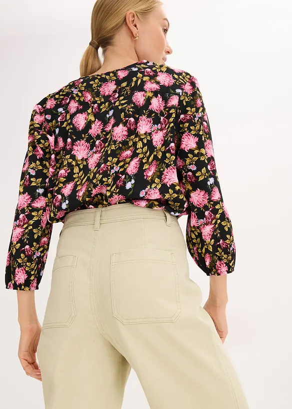 Pantaloni in twill di puro cotone, vita alta, bonprix