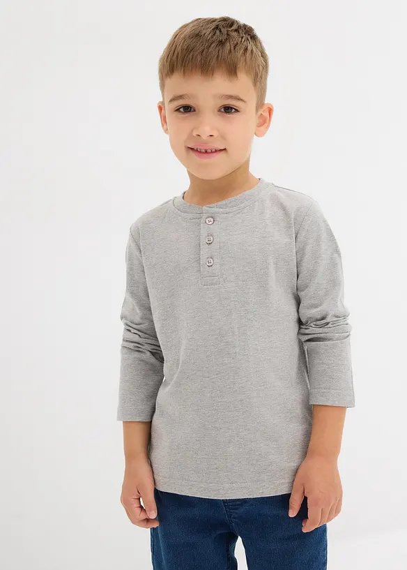 Maglia serafino a maniche lunghe con cotone biologico (pacco da 2), bonprix