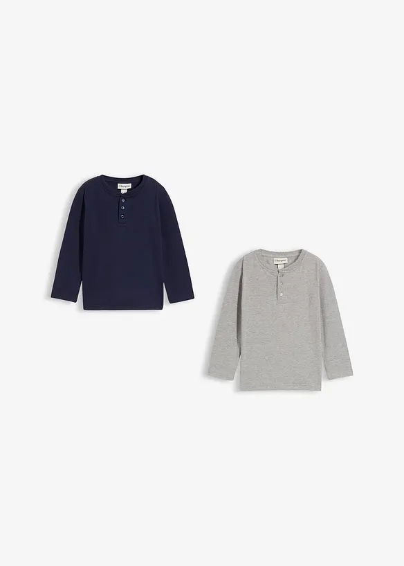 Maglia serafino a maniche lunghe con cotone biologico (pacco da 2), bonprix