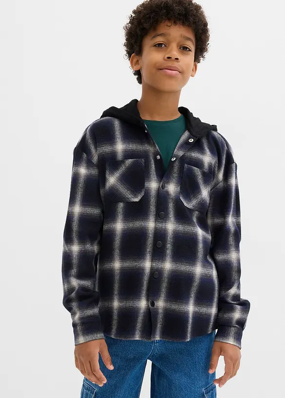 Camicia di flanella con cappuccio a maniche lunghe, bonprix