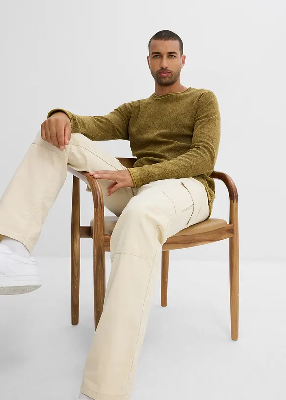Pantaloni cargo straight in canvas di cotone, relaxed fit, bonprix