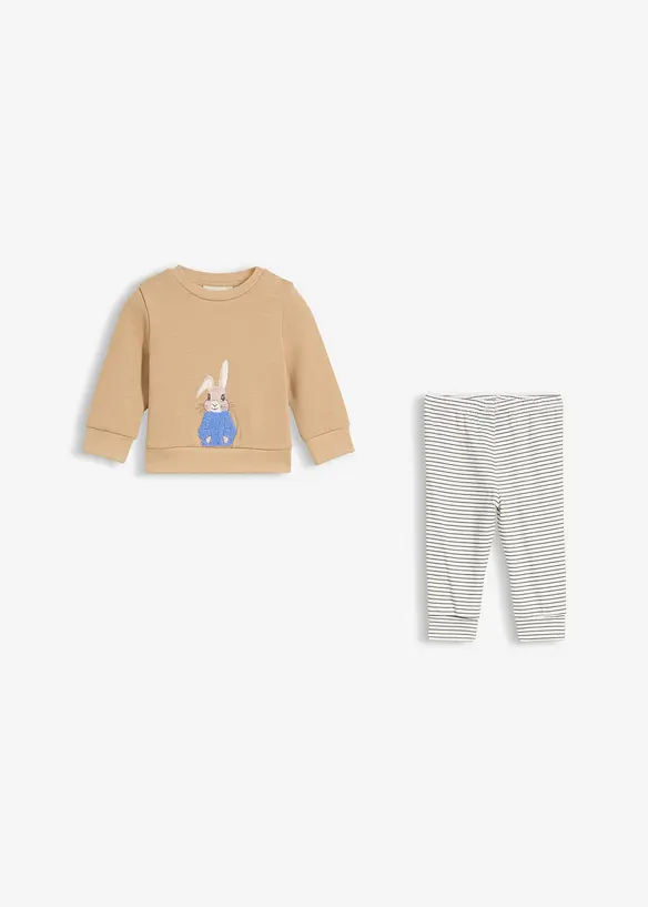 Maglia a maniche lunghe e pantaloni in felpa di puro cotone biologico (set 2 pezzi), bonprix