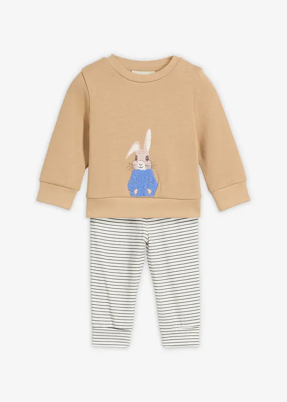 Maglia a maniche lunghe e pantaloni in felpa di puro cotone biologico (set 2 pezzi), bonprix