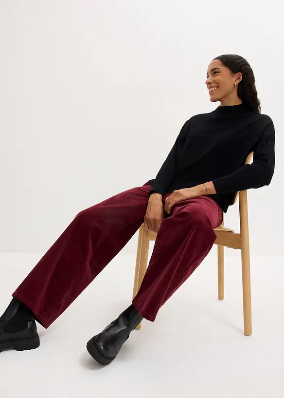 Pantaloni in velluto a coste con cinta comoda, vita alta, bonprix