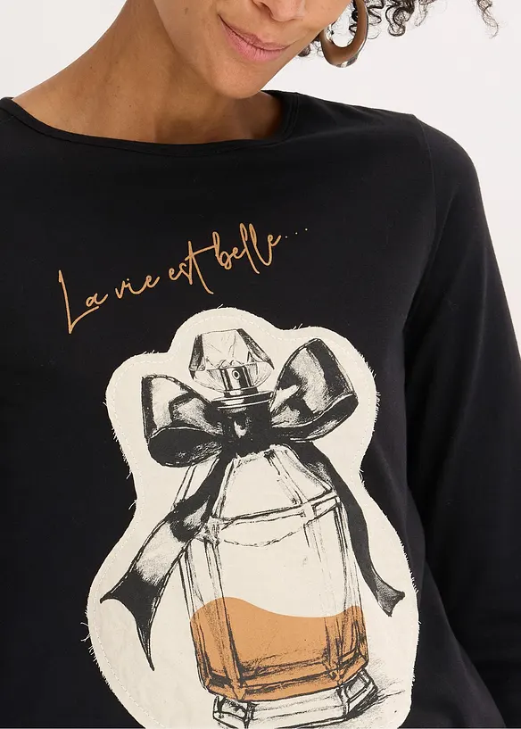 Maglia a maniche lunghe in cotone elasticizzato, bonprix