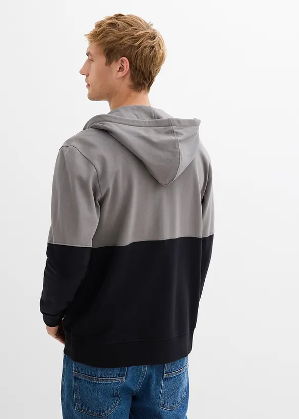 Felpa con zip e cappuccio in puro cotone biologico, bonprix