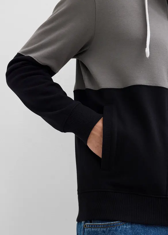 Felpa con zip e cappuccio in puro cotone biologico, bonprix