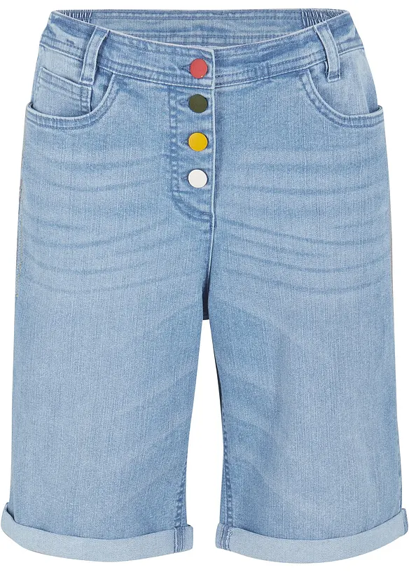 Bermuda comfort in jeans elasticizzato con cinta comoda, bonprix