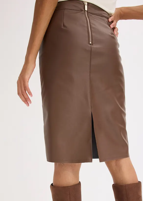 Gonna longuette in similpelle, bonprix