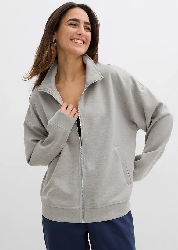 Giacca con zip in tessuto effetto neoprene, bonprix