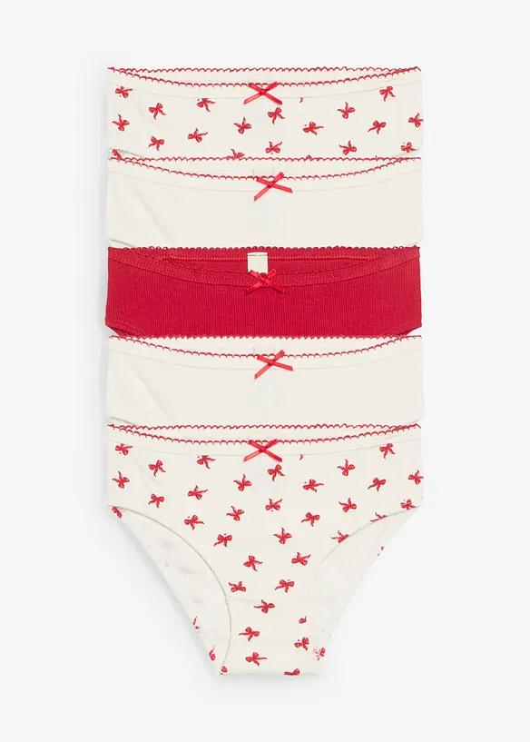 Slip in morbida maglia a costine con fiocchetto di raso (pacco da 5), bonprix