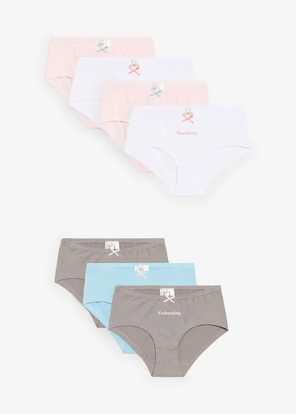 Culotte con cotone biologico morbido e fiocco in satin (pacco da 7), bonprix