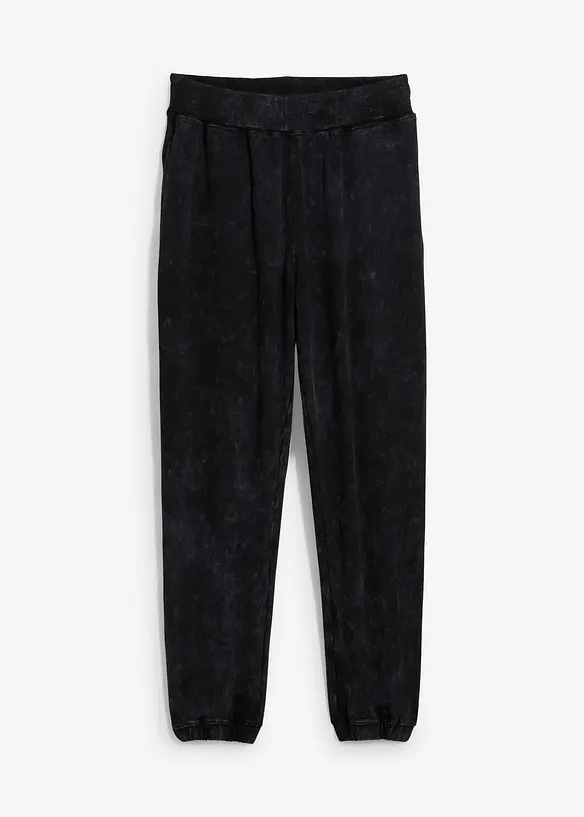 Pantaloni in felpa di puro cotone biologico effetto lavato, loose fit, bonprix