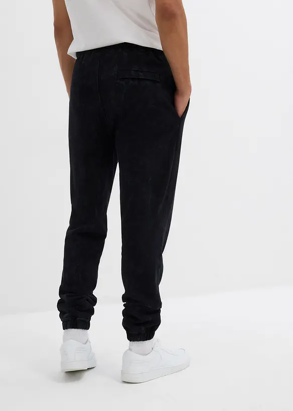 Pantaloni in felpa di puro cotone biologico effetto lavato, loose fit, bonprix