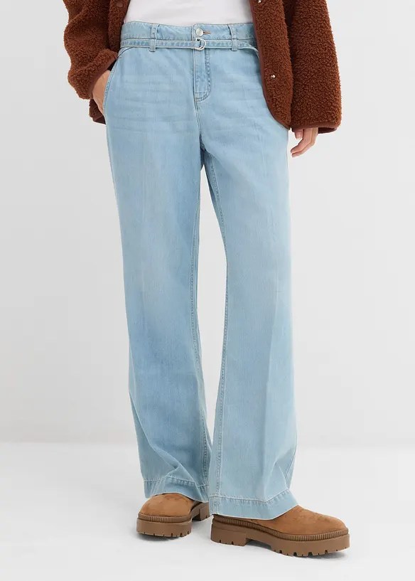Jeans wide leg con cintura, vita media, bonprix
