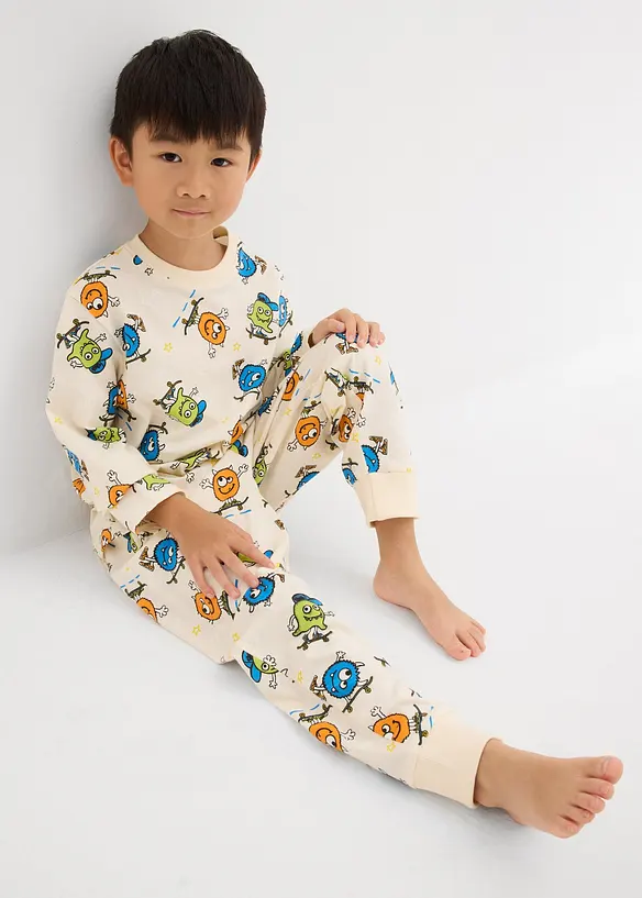 Pigiama in puro cotone biologico (set 4 pezzi), bonprix