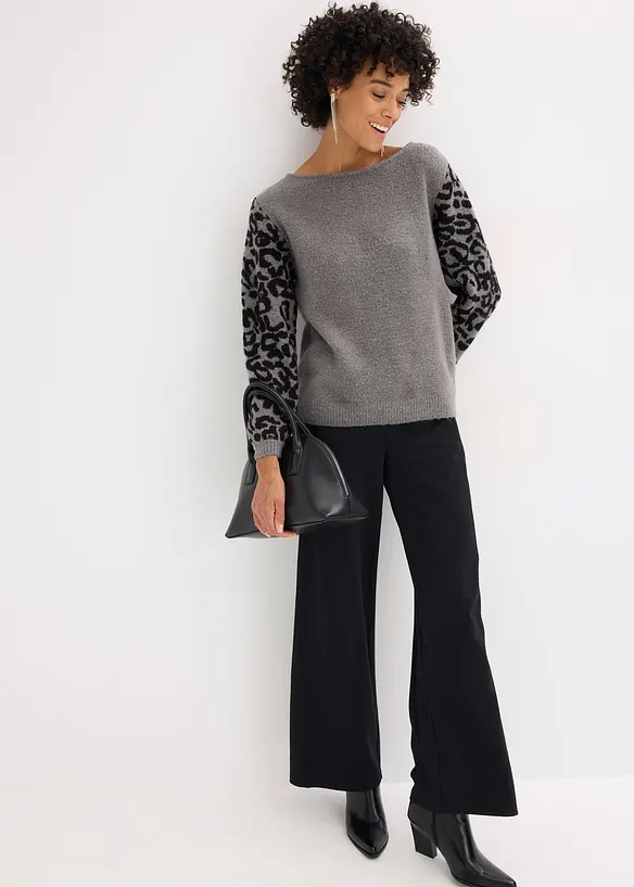 Maglione con maniche leopardate, bonprix