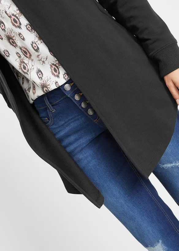 Felpa lunga aperta in misto cotone, bonprix