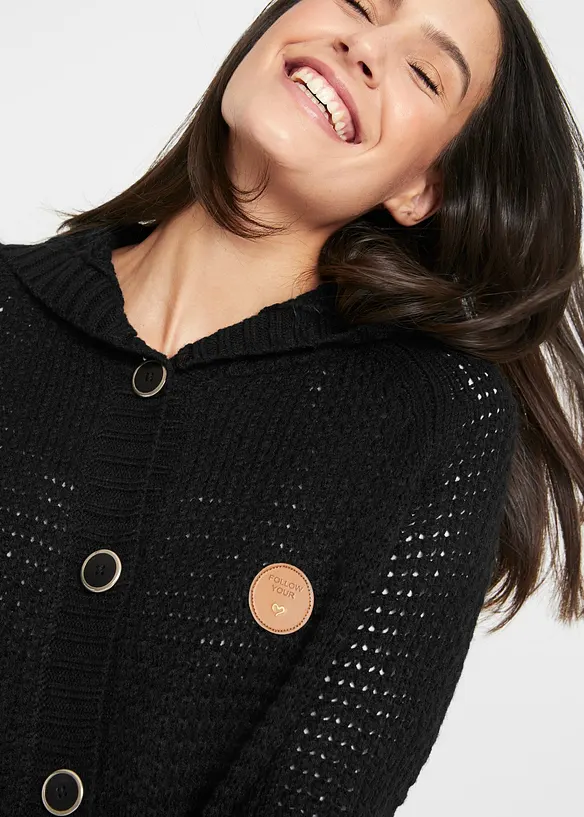 Cardigan lungo con cappuccio, bonprix