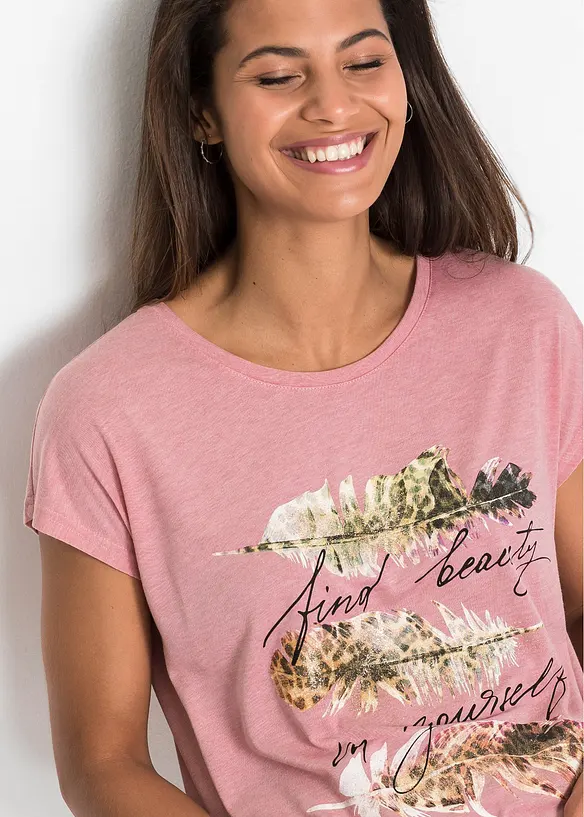 T-shirt con stampa glitterata, bonprix