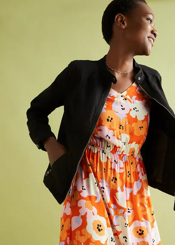 Giacca in twill di cotone con inserti laterali elasticizzati, bonprix