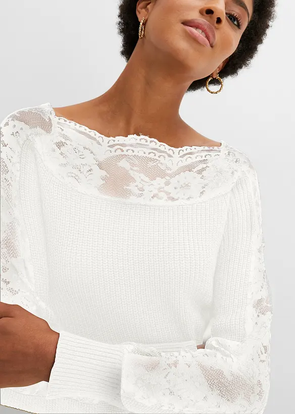 Maglione con pizzo, bonprix