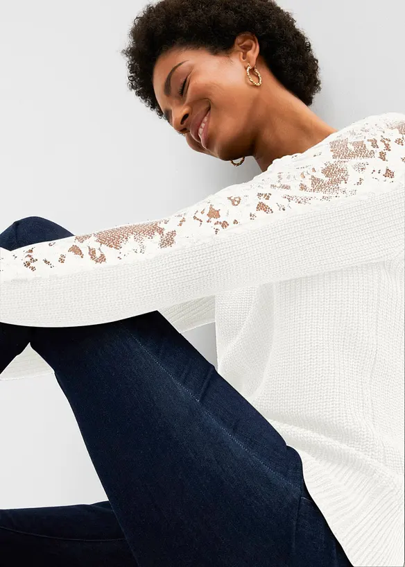 Maglione con pizzo, bonprix