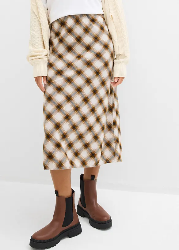 Gonna midi in flanella di puro cotone, bonprix