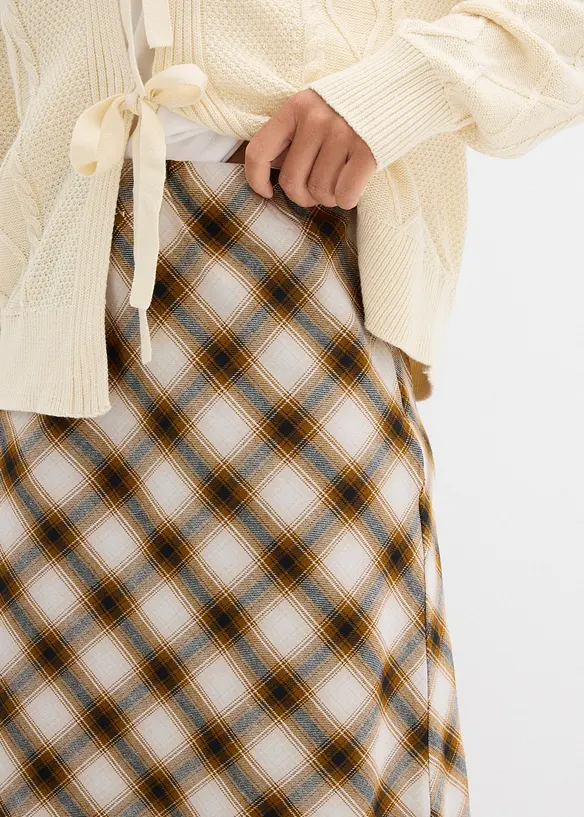 Gonna midi in flanella di puro cotone, bonprix