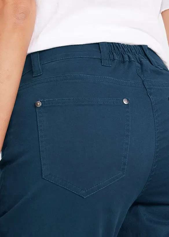 Pantaloni capri in cotone con cinta comoda e bottoni., bonprix