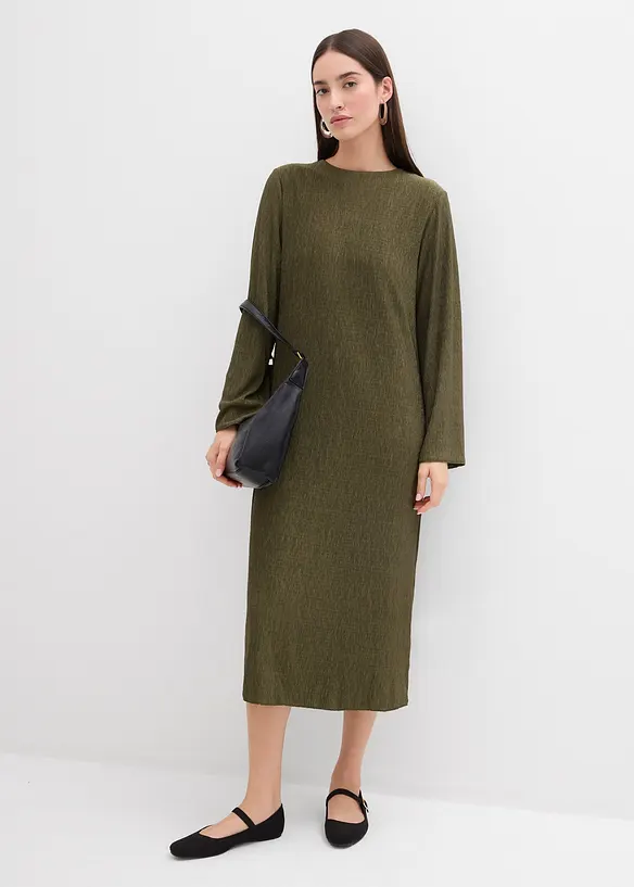 Abito midi in crinkle strutturato, bonprix