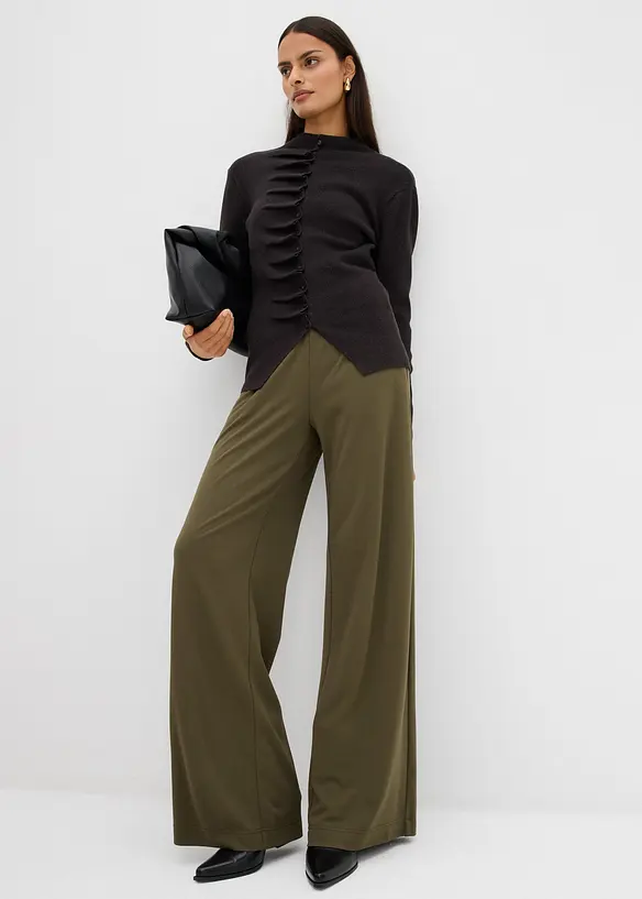 Pantaloni a palazzo in comodo punto di Roma, bonprix
