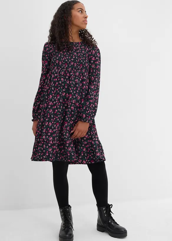 Abito di jersey crinkle operato, bonprix