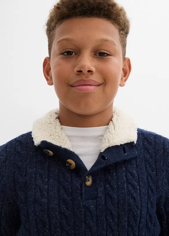 Maglione con colletto alto con bottoni, bonprix