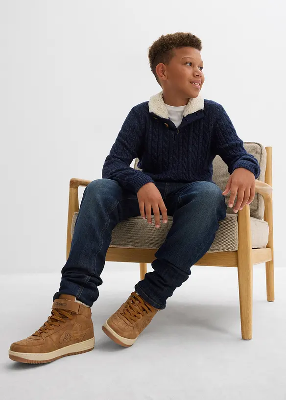 Maglione con colletto alto con bottoni, bonprix