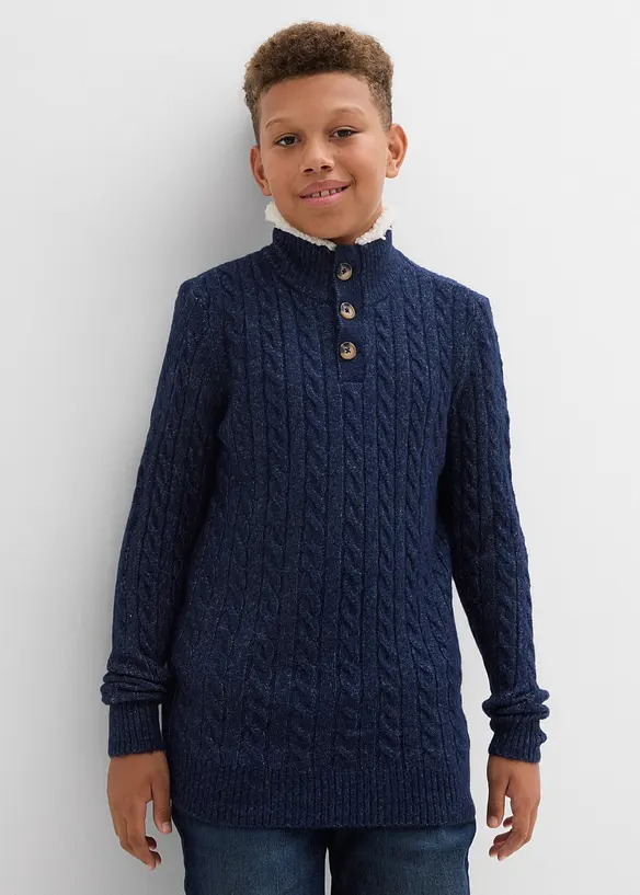 Maglione con colletto alto con bottoni, bonprix