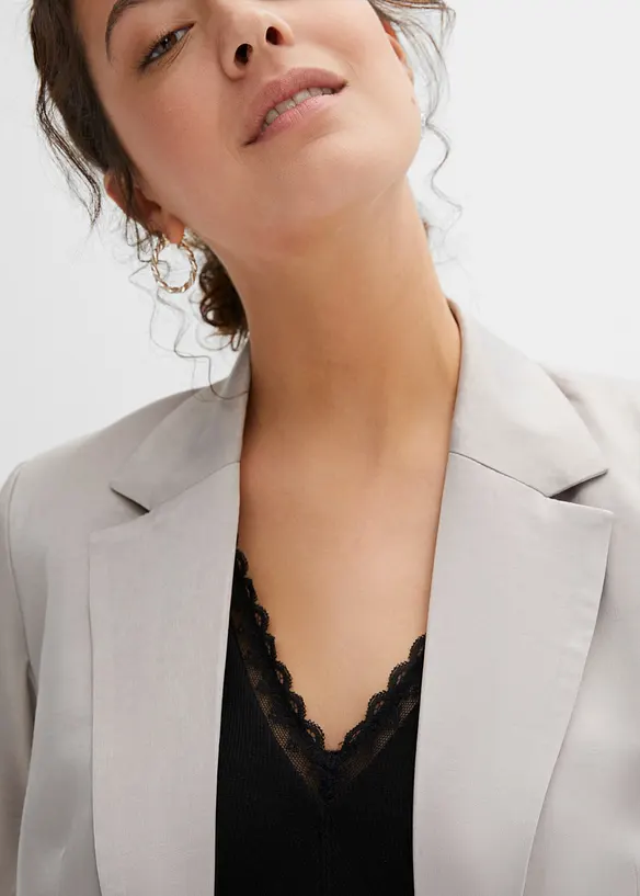 Bralette a costine con cotone biologico e pizzo, bonprix