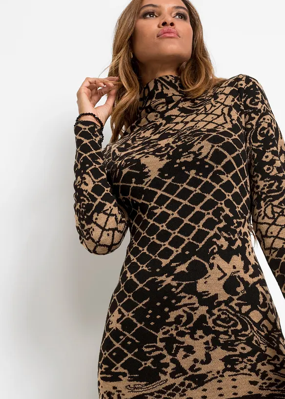 Abito in maglia a collo alto, bonprix