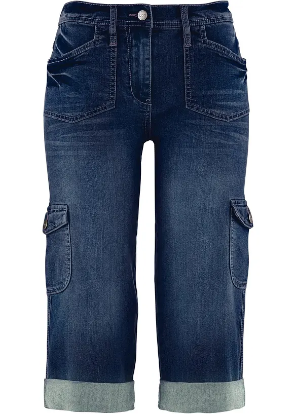 Jeans cargo elasticizzati, a vita media, bonprix